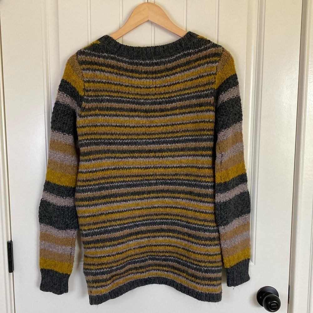 Elizabeth and James Alpaca Wool Blend Yellow Gray Crew Neck Sweater Size Small‎ - Picture 9 of 10
